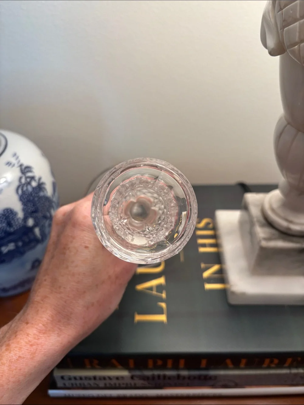 Cristal d’Arques Cut Crystal Diamond-Pattern Candlestick Holder - Clear
